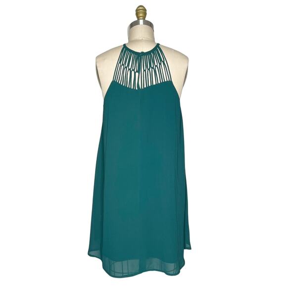 Lulus Exclusive! Tell Me Sleeveless Swing Mini Dress Forest Green size Small - Picture 6 of 11